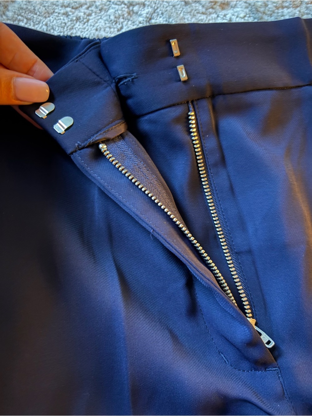 Quince Stretch Crepe Classic Trouser Pants Navy Size 10 30” High Rise - Picture 4 of 7